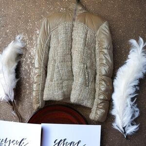 LA Coalition Tweed Puffer Pearl Metallic Evening Spring Winter Glam Coat